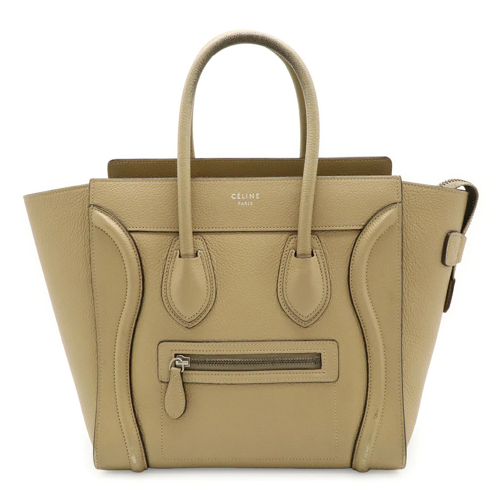 Celine Luggage Tote Shopper Tote Bag Handbag Leather Beige Cream